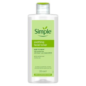 تونر آرامش‌بخش صورت Simple Soothing Toner مدل بدون الکل و عطر مناسب انواع پوست حجم 200 میلی لیتر