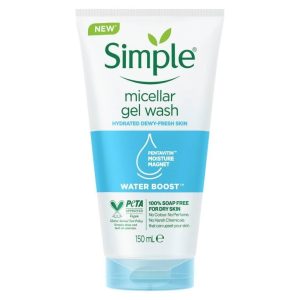 ژل شست‌وشوی آبرسان میسلار سیمپل Simpleمدل Water Boost Micellar Gel Washمناسب پوست حساس و دهیدراته حجم 150 میلی لیتر