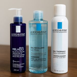 پک سه‌تایی لاراوش پوزای مخصوص پاکسازی و روشن‌کننده | میسلار + ژل میکرو پیلینگ Mela B3 + اسپری آب